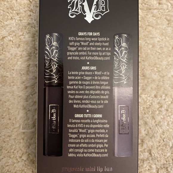 🛍Kat Von D Smoke & Mirrors grayscale mini lip duo Woolf & Dagger - Picture 4 of 6